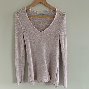 Contempaoraine Blush Knit V Neck Sweater.